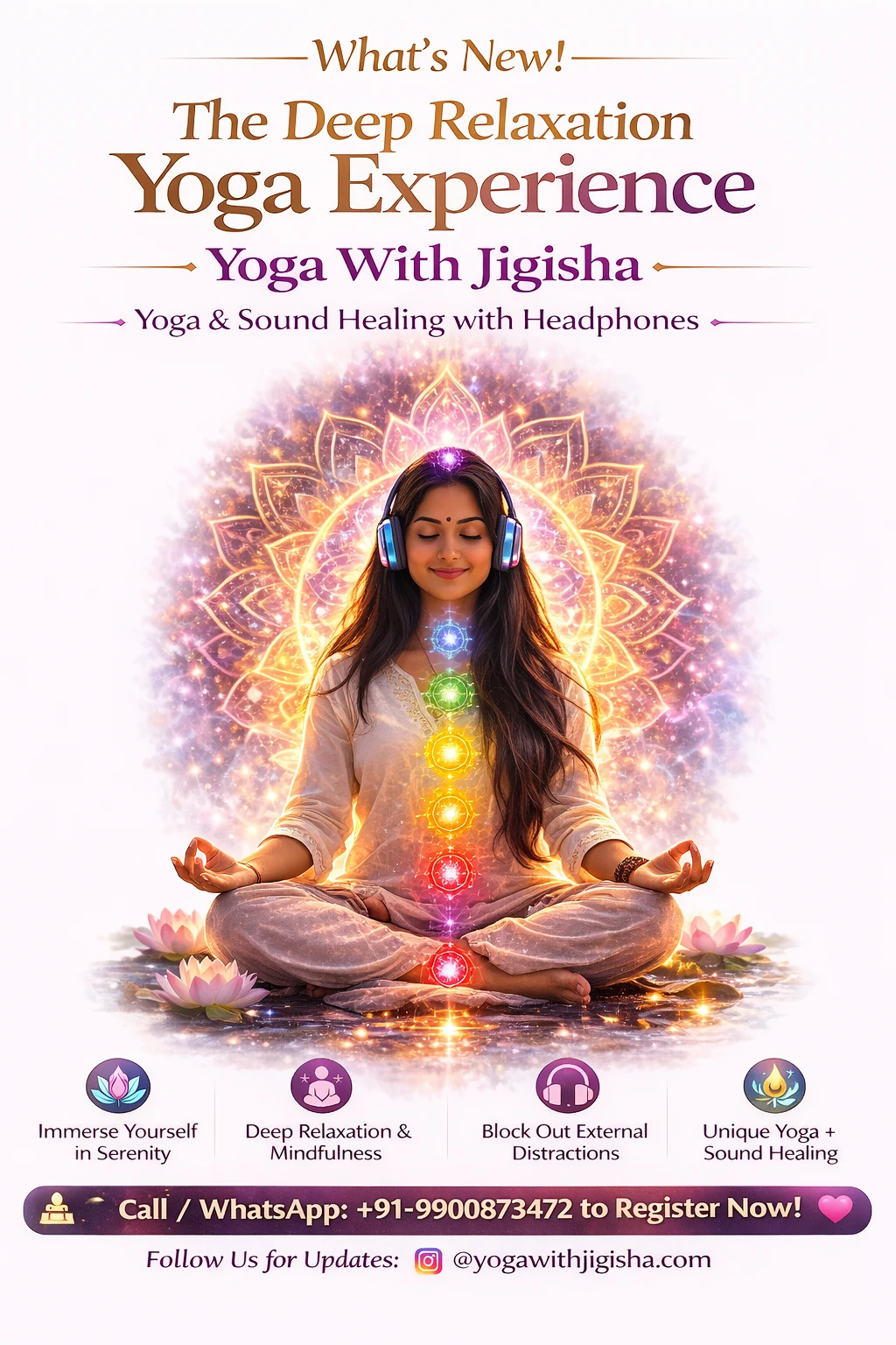 Corporate Yoga Workshop Deep Relaxation Yoga Experience with Sound Healing Headphones - Yoga With Jigisha Bangalore India - Immerse Yourself in Serenity, Deep Relaxation and Mindfulness